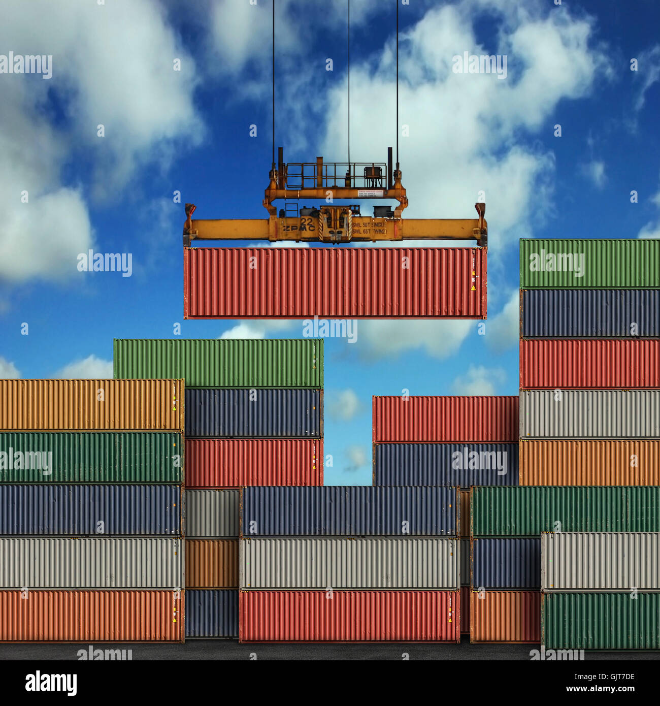 container freight cargo shipping background business cargo commercial container crane customs delivery docks dockyard export freight goods harbor harbour import industrial industry logistics port shipping stack stacked trade transport transportation  Stock Photo