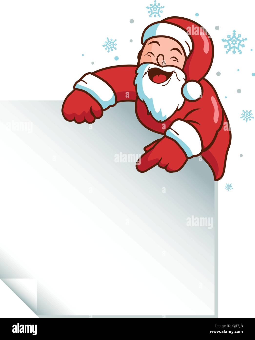 Santa Claus holding a blank page of paper. Merry Christmas background ...