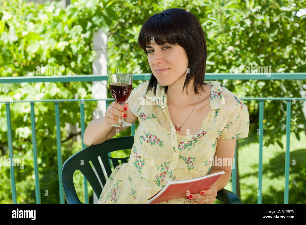woman drinking red wine in a vineyard, outdoor Stock Photo - Alamy