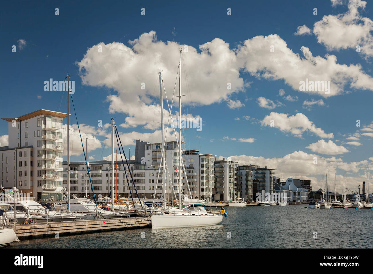 Boat marina with luxury apartments. Sweden Stock Photo Alamy