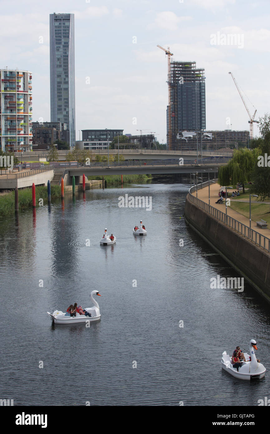 Queen Elizabeth Olympic Park, built for the 2012 Summer Olympics, adjacent to Stratford City development, east London, England Stock Photo
