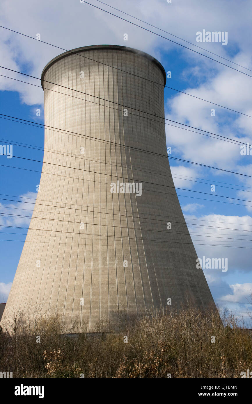 cooling tower of a coal power plant Stock Photo