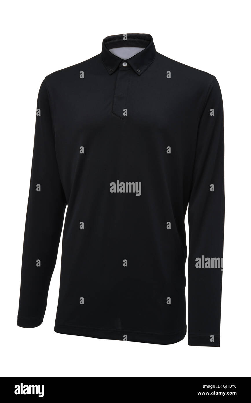 Golf long sleeve black sport shirt isolated on white background Stock Photo