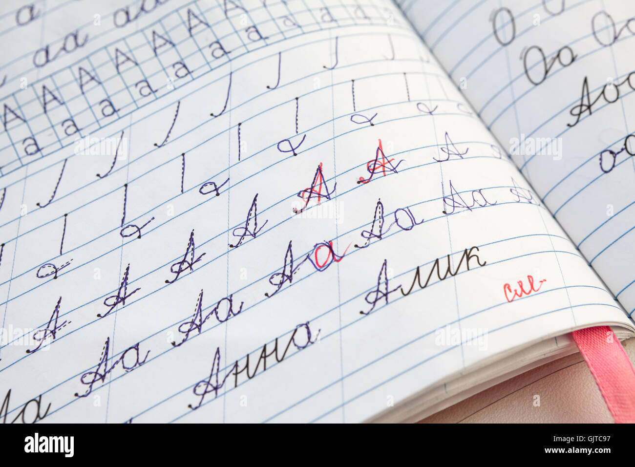 Russian letters are in textbook for elementary school classes Stock ...