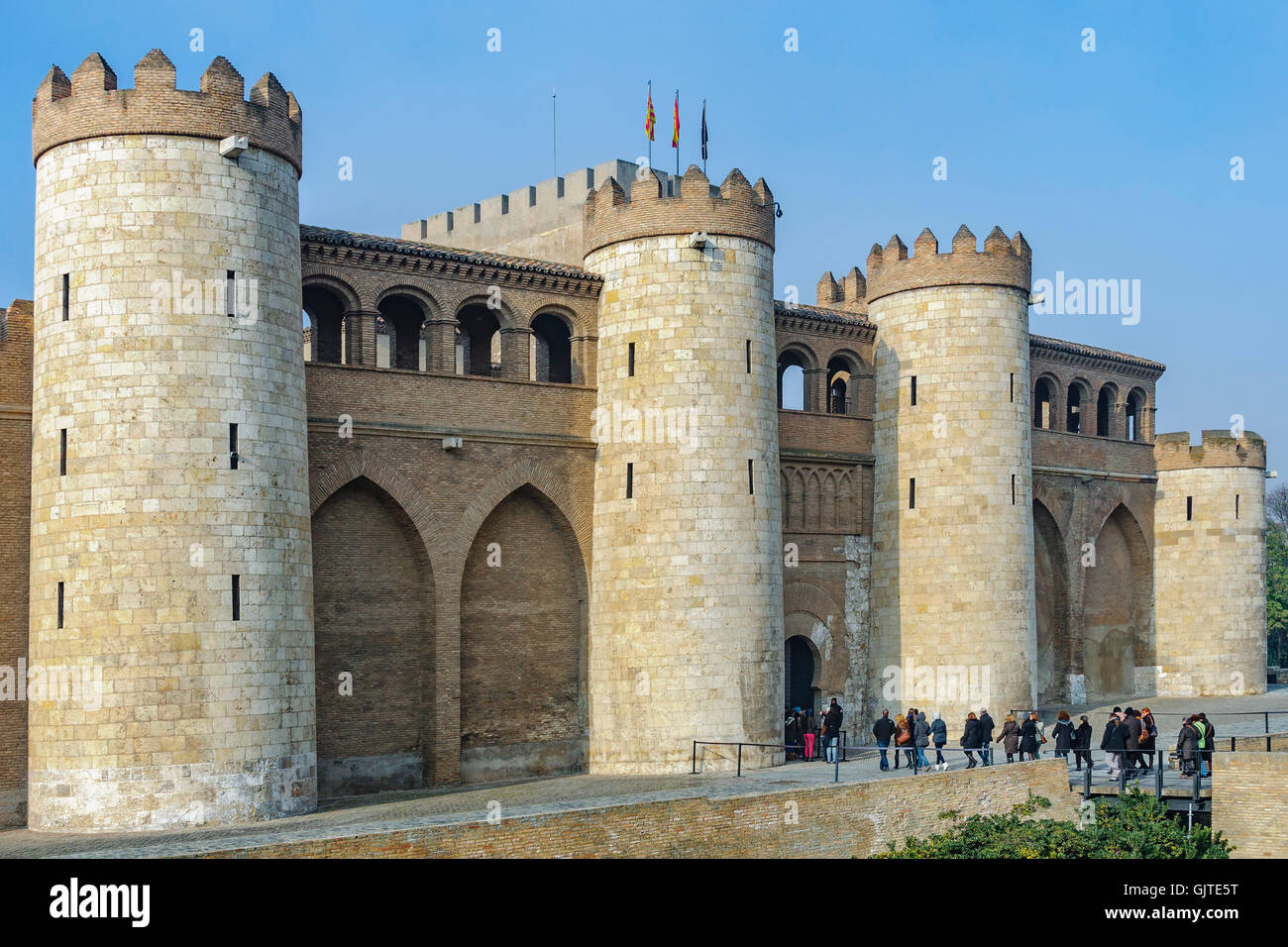 View of the Aljaferia palace in Zaragoza city, Aragon, Spain. Europe Stock Photo Alamy