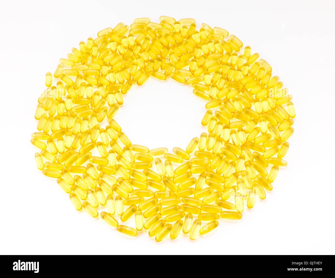 Omega 3 and 6 capsules in an "o" shape isolated on white background Stock Photo Alamy