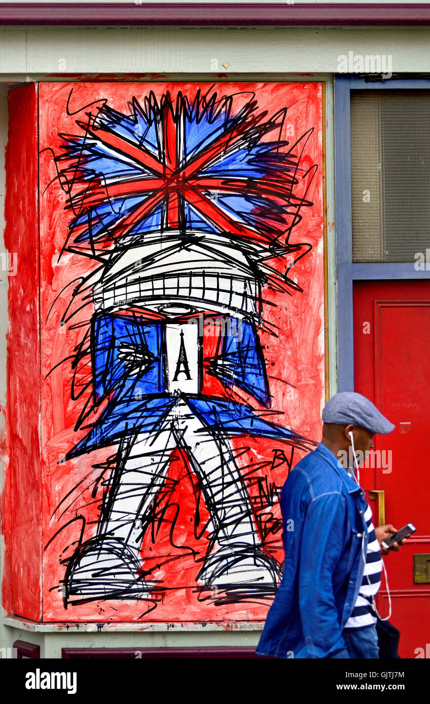 London England, UK. Street art by Nathan Bowen in New Oxford Street