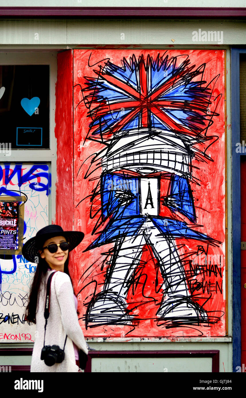 London England, UK. Street art by Nathan Bowen in New Oxford Street