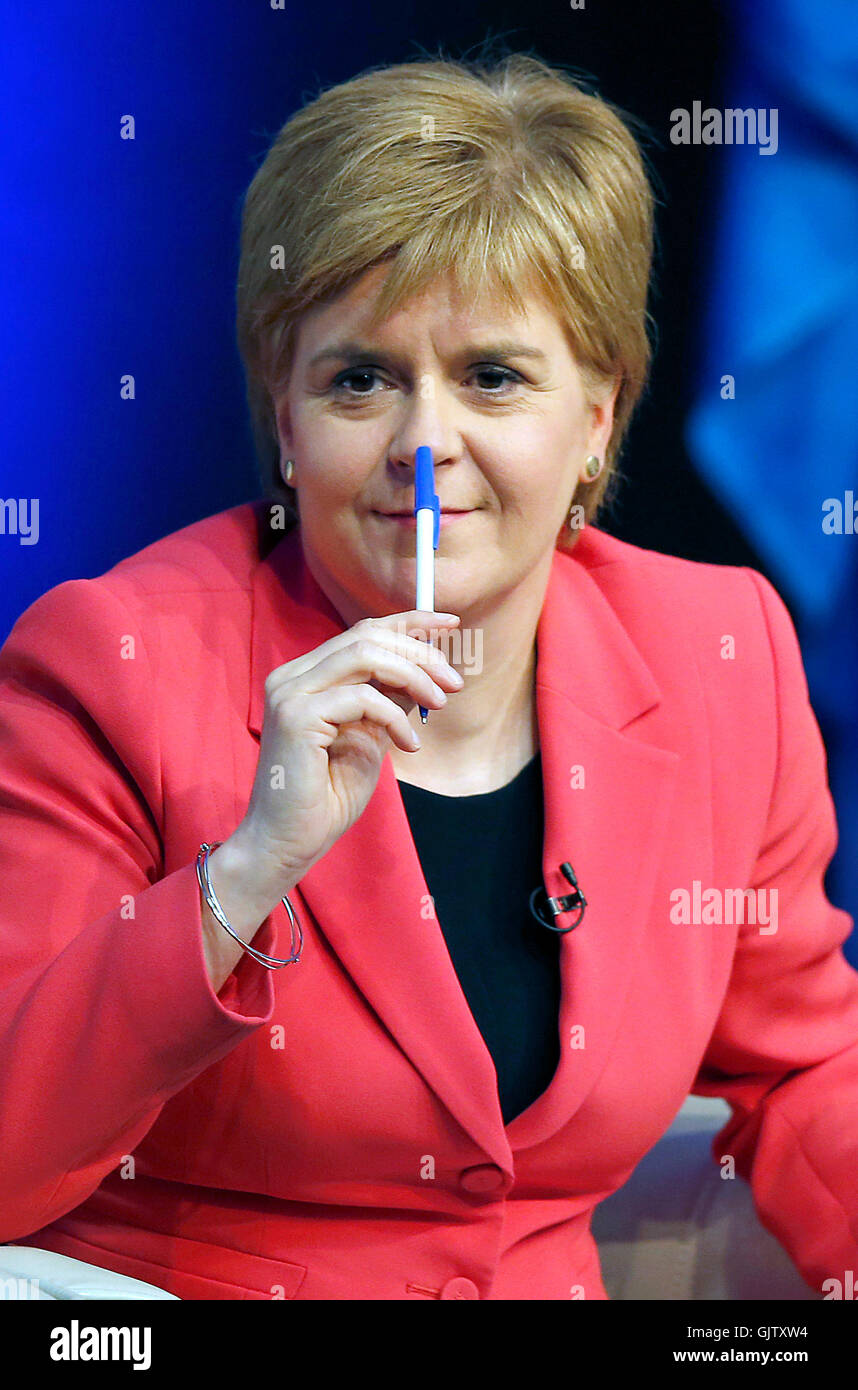 First Minister Nicola Sturgeon takes part in a public discussion about the EU referendum result and what it means for EU nationals living in Scotland at the Corn Exchange, Edinburgh. Stock Photo