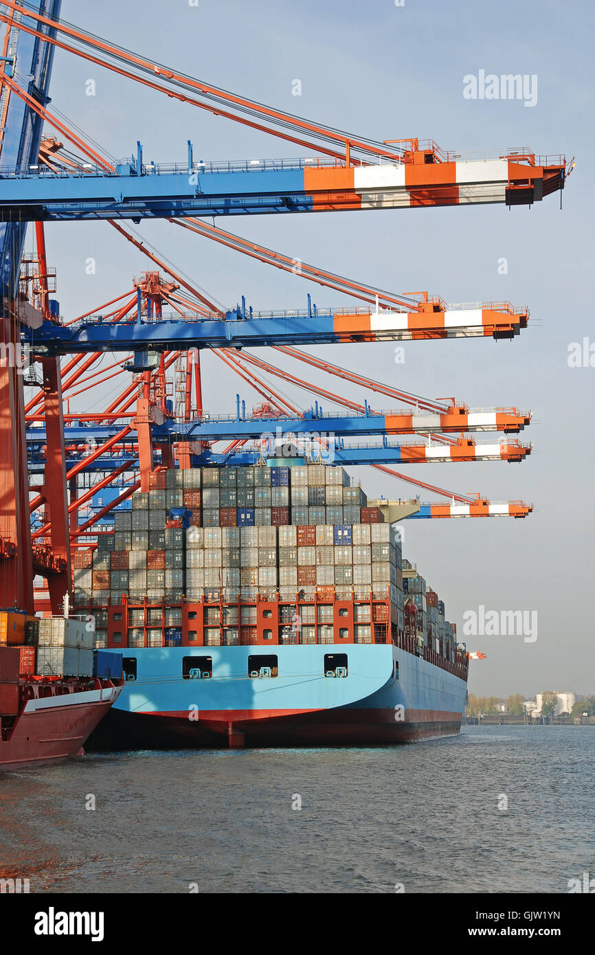 container terminal port of hamburg Stock Photo