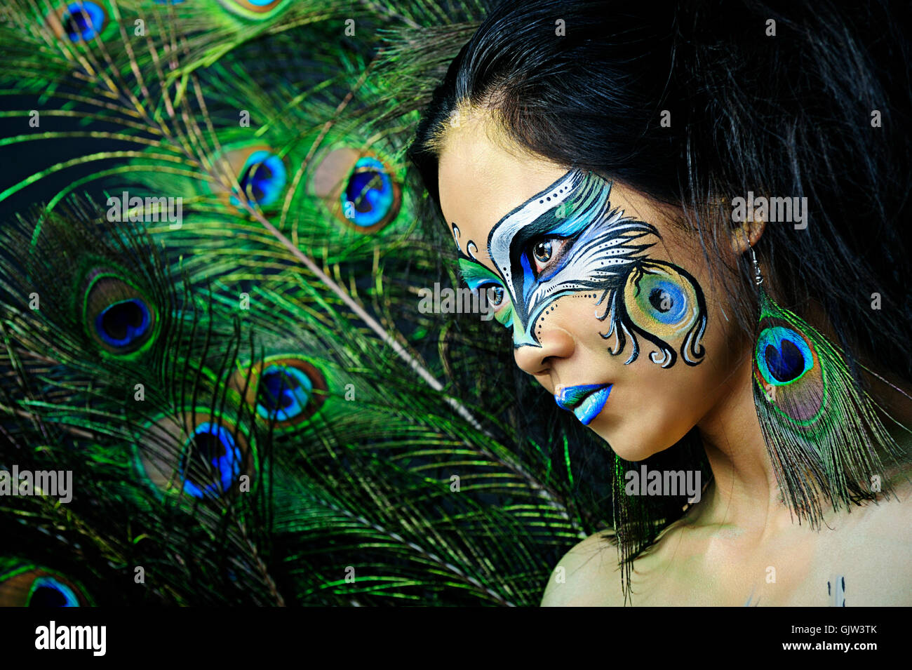 Peacock Feather Face Painting