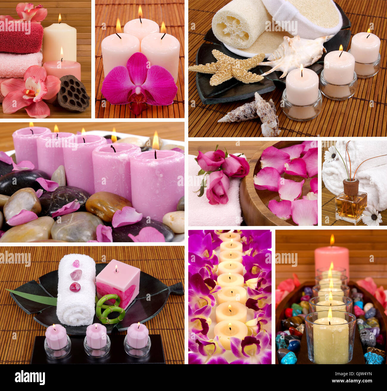 collage manicure massage Stock Photo