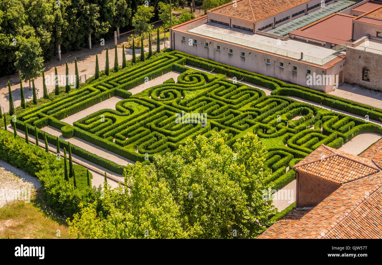Aerial view of the Maze on the island of San Giorgio Maggiore.Venice, Italy. Stock Photo