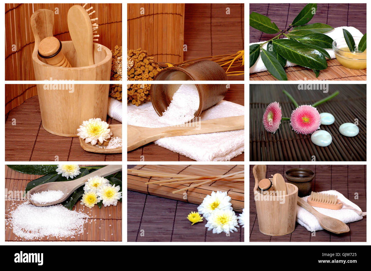 wellness sauna collage Stock Photo