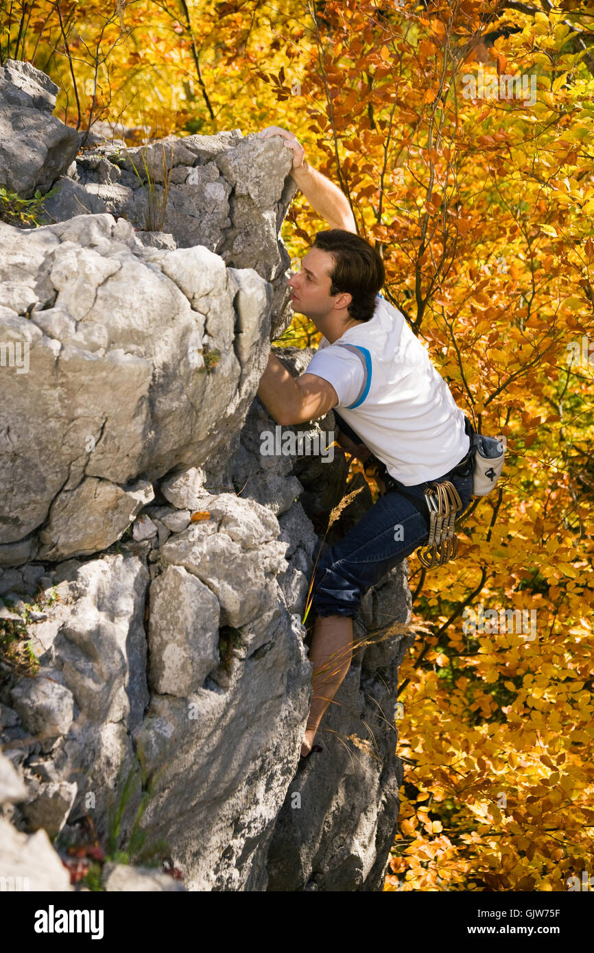 rock rise climb Stock Photo