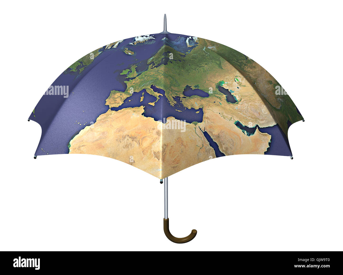 umbrella with globe imprint Stock Photo