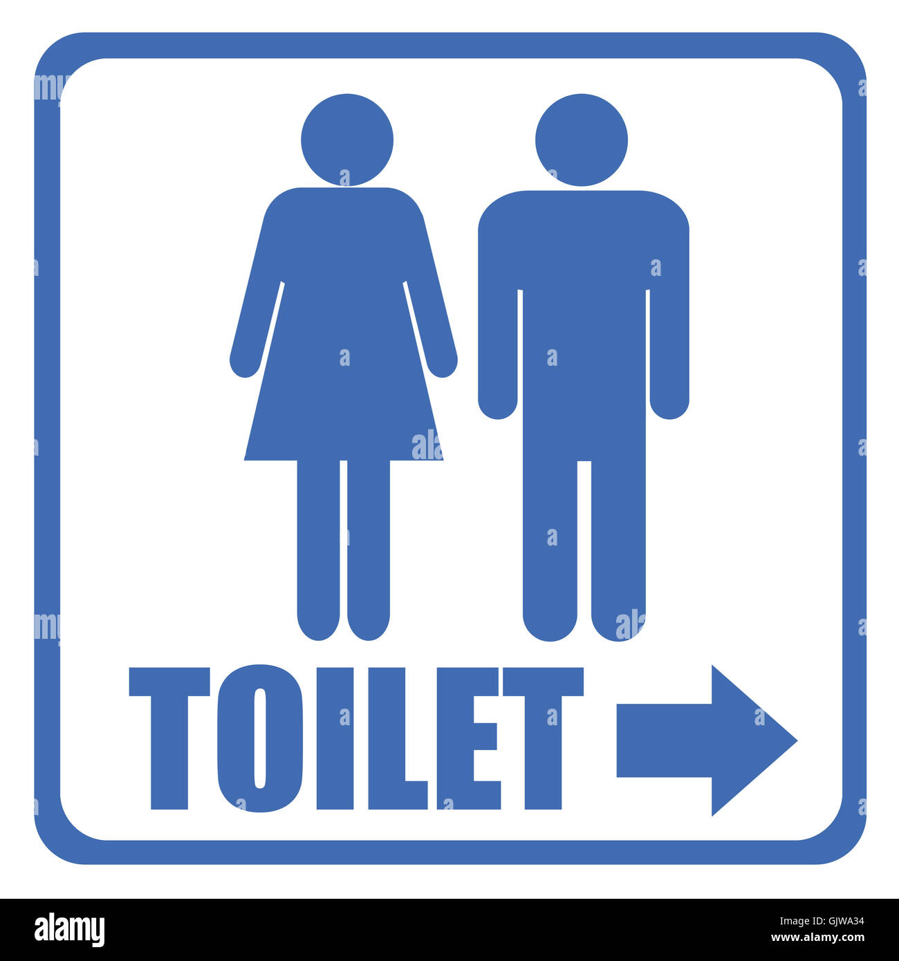 Toilets With Logos and Directional Arrow Sign 263mm x 93mm Printed In Blue