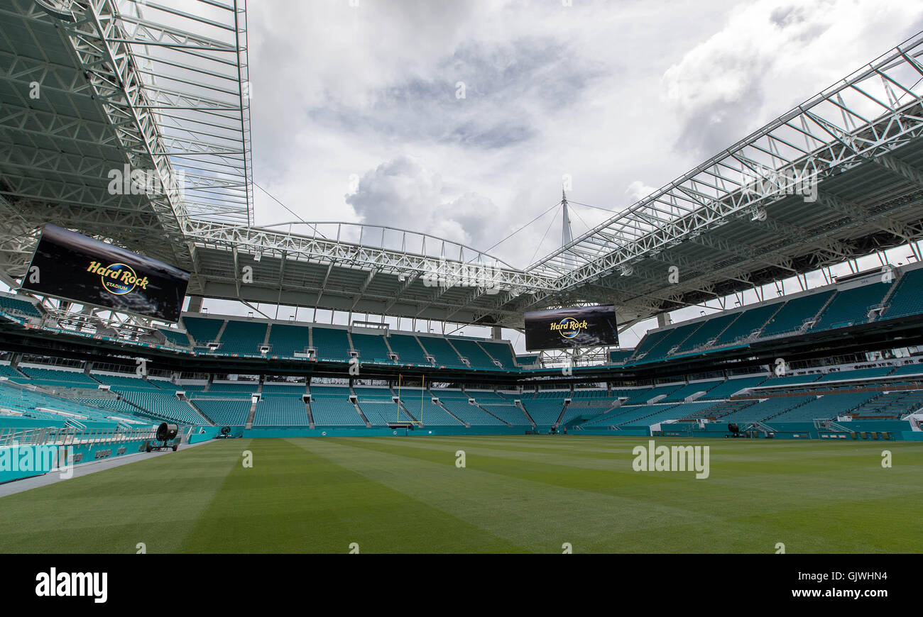 Miami Gardens, Florida, USA. 17th Aug, 2016. Miami Dolphins' home to be named Hard Rock Stadium in Miami Gardens, Florida on August 17, 2016. © Allen Eyestone/The Palm Beach Post/ZUMA Wire/Alamy Live News Stock Photo