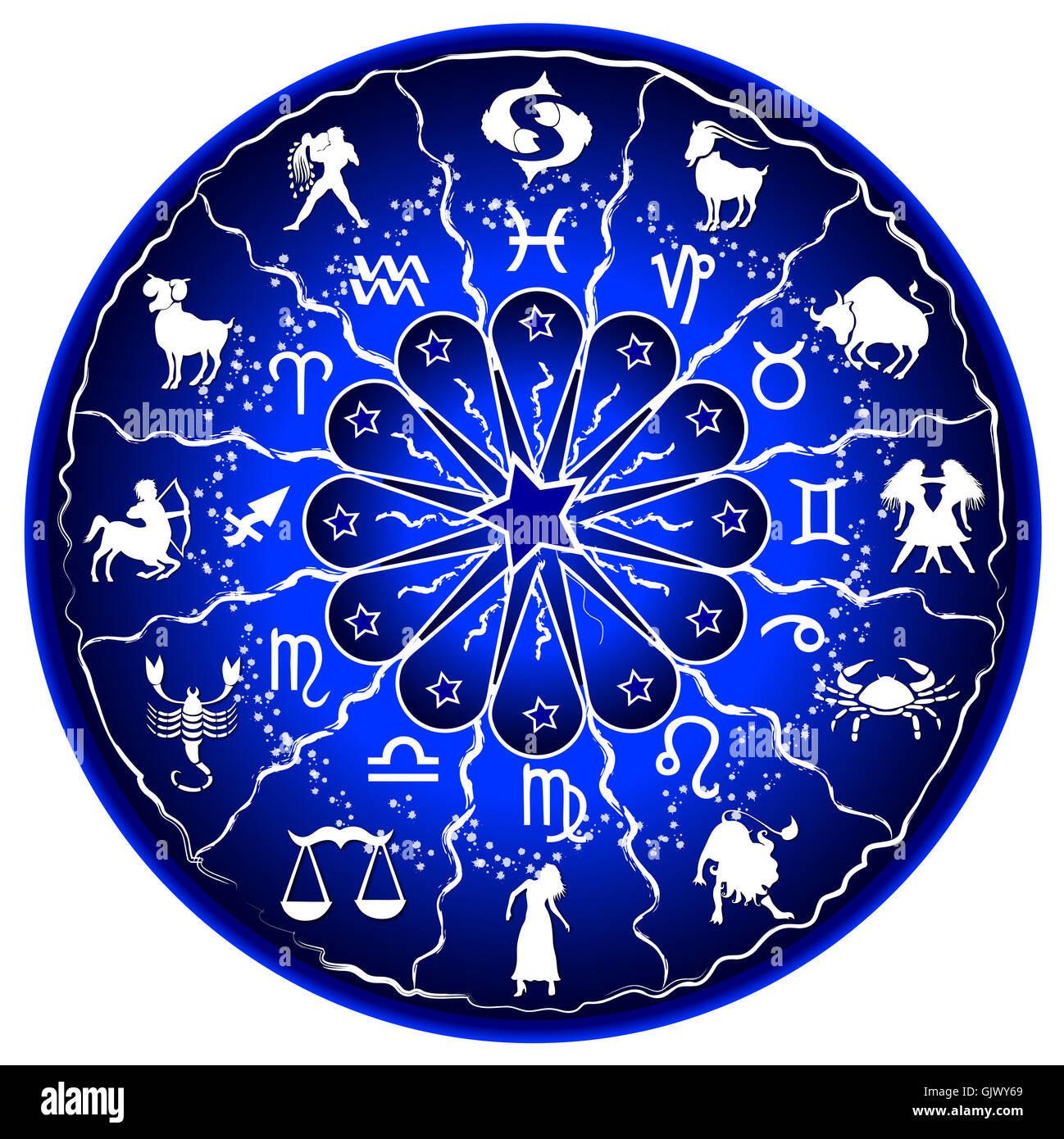 blue horoscope wheel Stock Photo