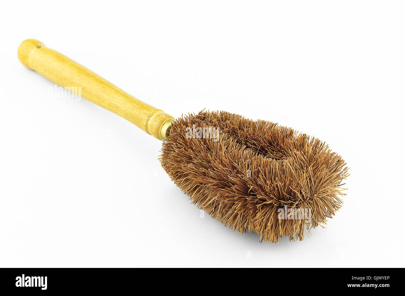 Wooden toilet brush isolated on white background Stock Photo - Alamy