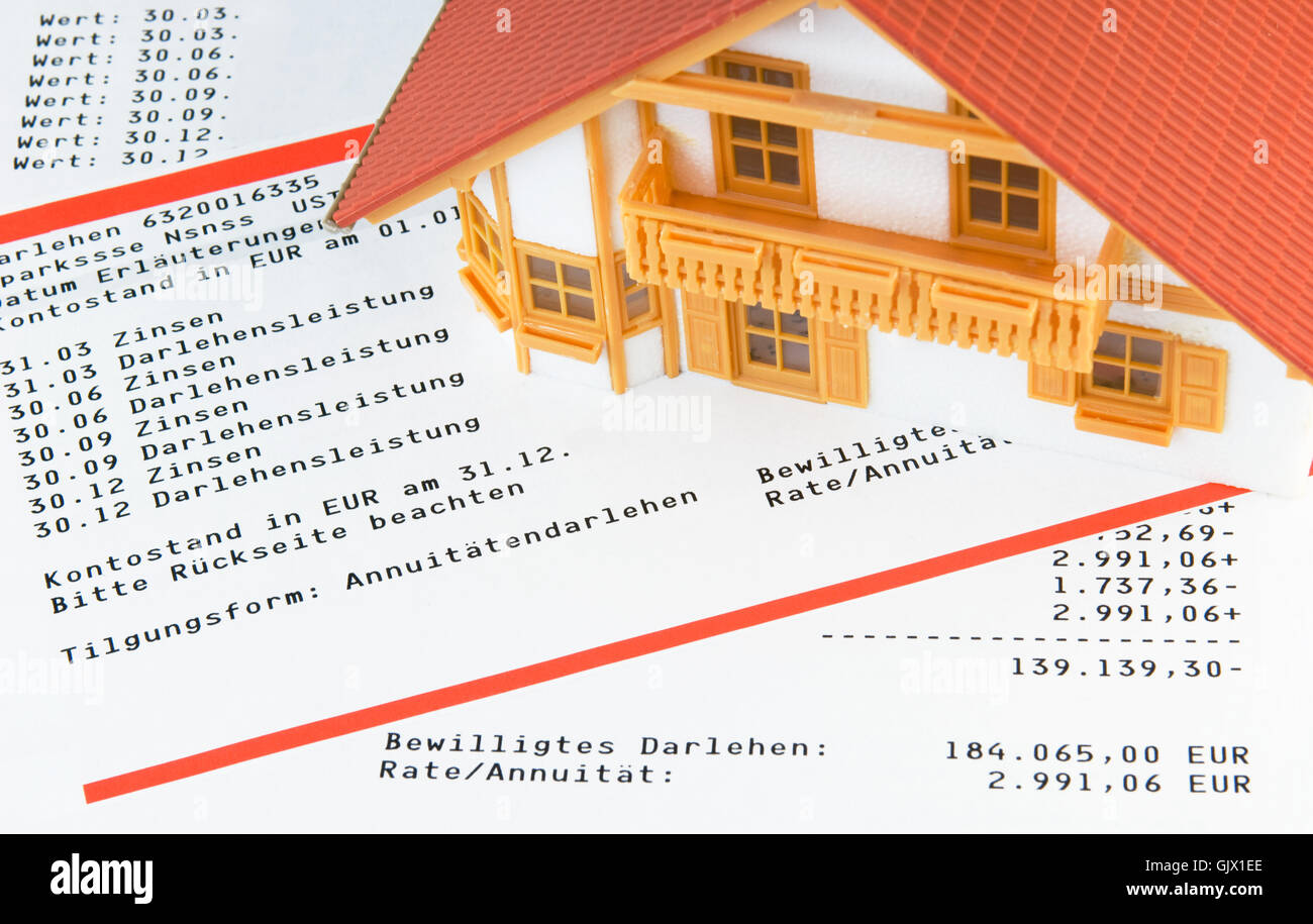 model house on loan account extract Stock Photo - Alamy