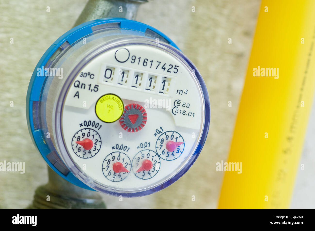 meter costs incidental to sth. water meter Stock Photo