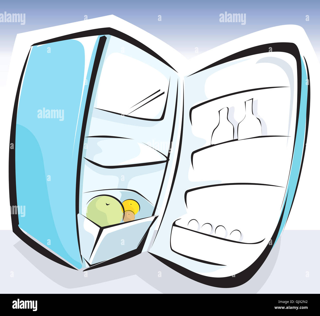 fruit open refrigerator Stock Photo