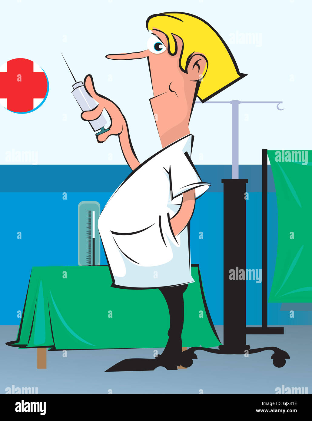 Comic humour injection cartoon syringe hi-res stock photography and images  - Alamy