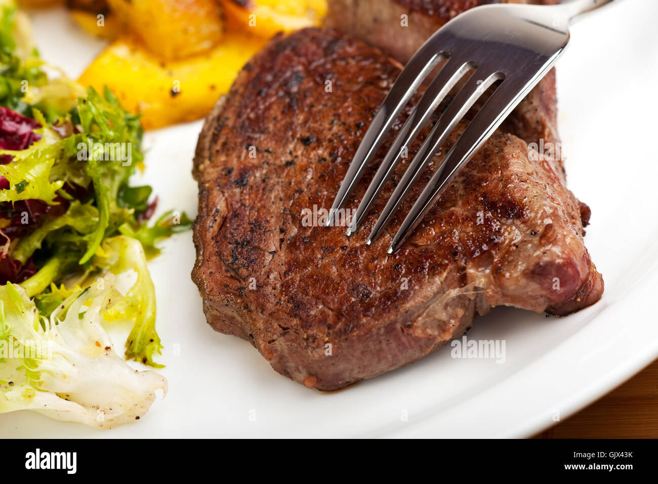 fork steak beef Stock Photo