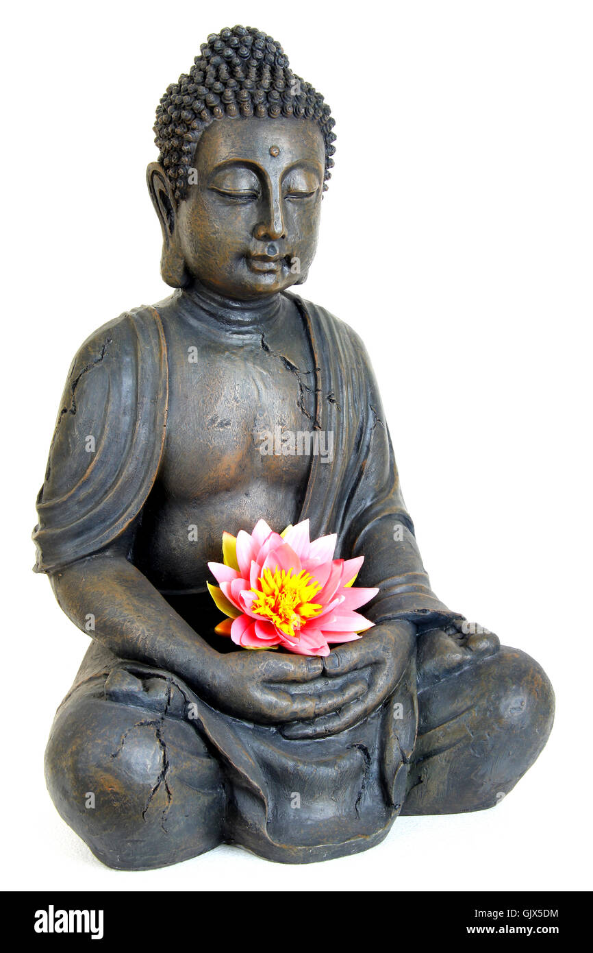 buddha with flower Stock Photo