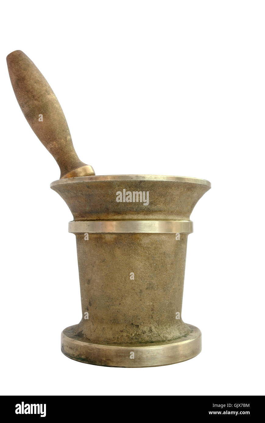 Brass mortar with a pestle Stock Photo - Alamy