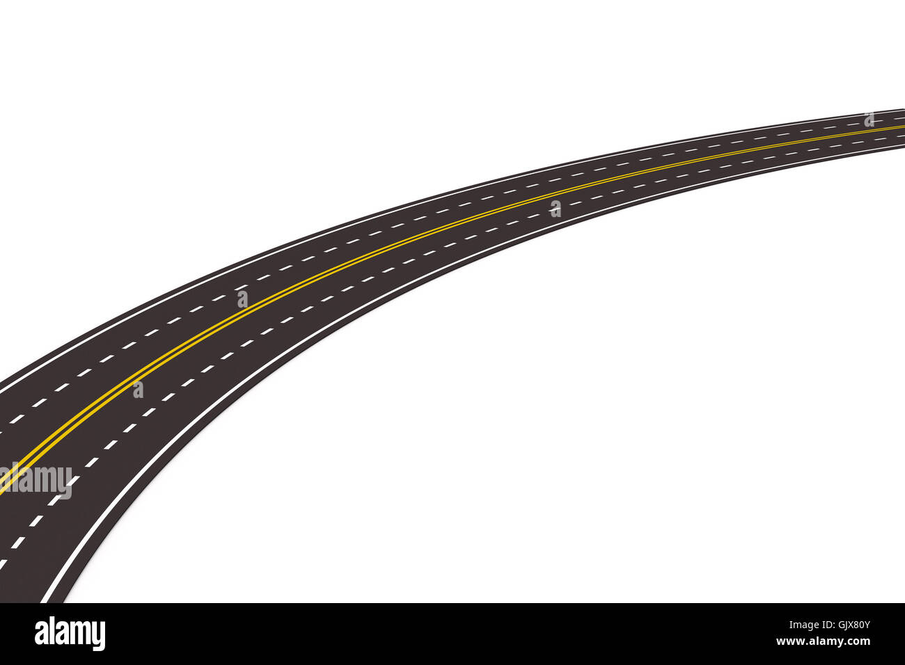 asphalted road on white. Isolated 3D image Stock Photo - Alamy