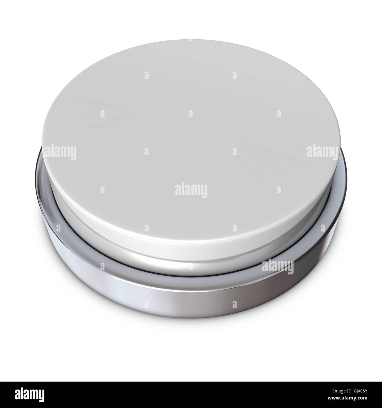 Light Grey Round Button with Metallic Ring Stock Photo