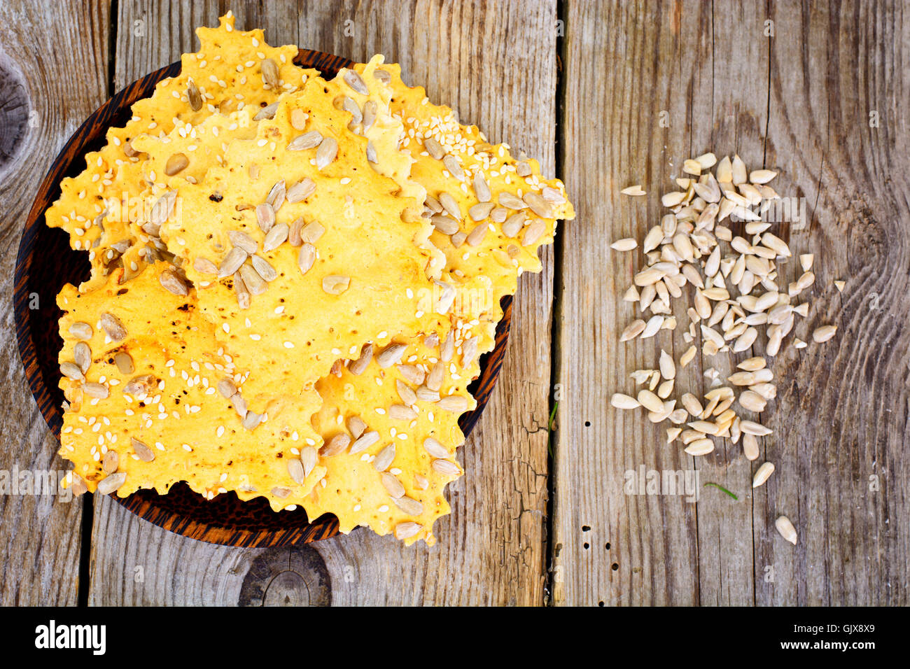 Salty Crackers with Sunflower Seeds Stock Photo Alamy