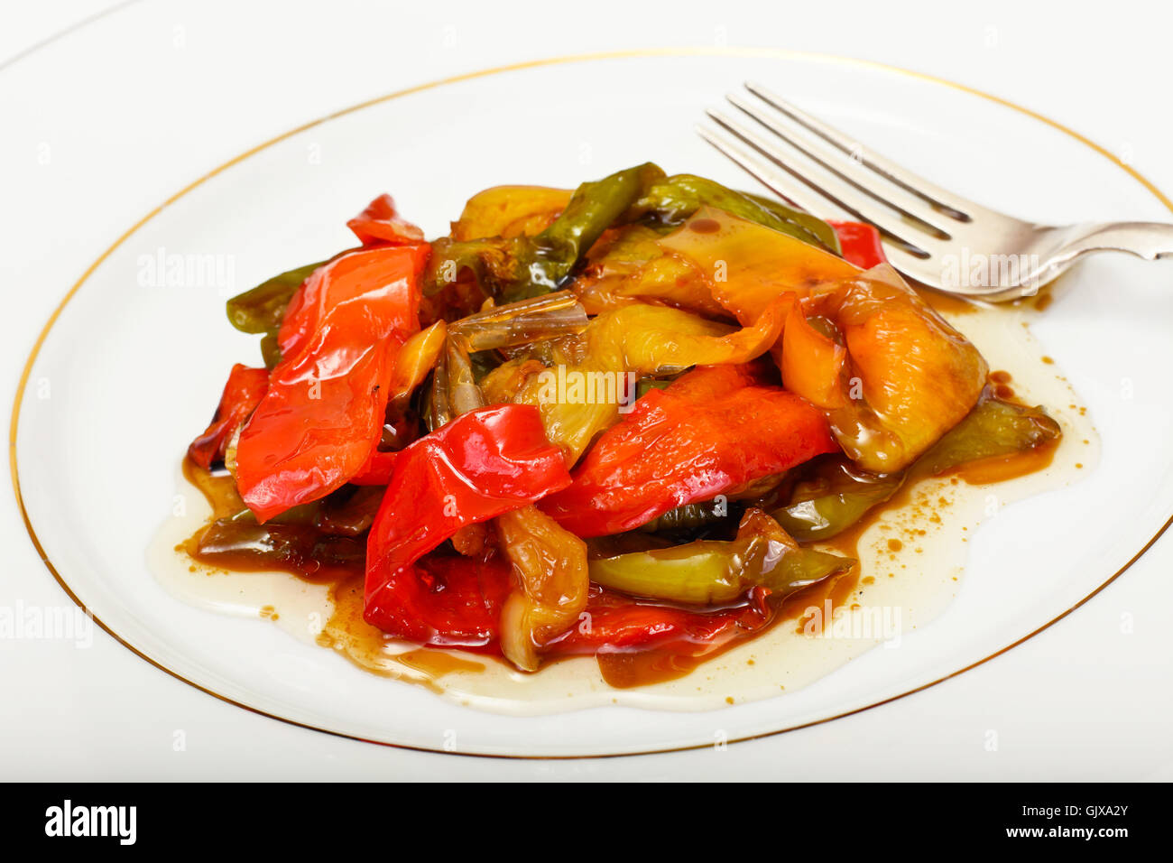 Sweet Peppers Grilled with Balsamic, Garlic Stock Photo - Alamy
