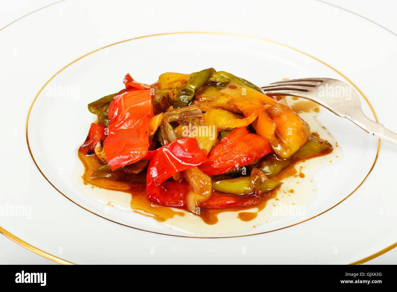 Sweet Peppers Grilled with Balsamic, Garlic Stock Photo - Alamy