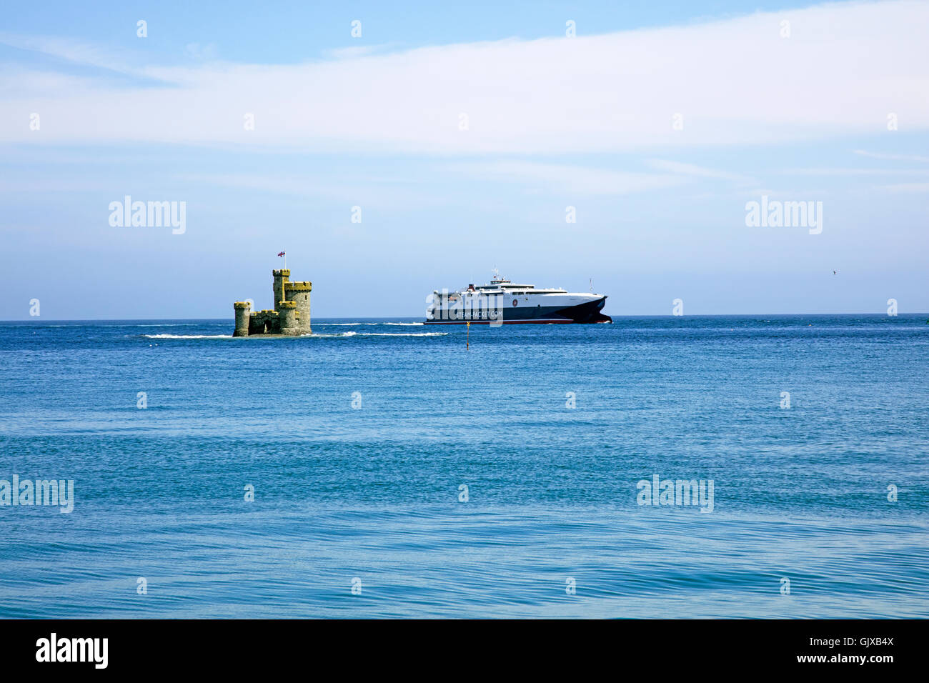 Super fast Isle of Man Steam Packet ferry MANAMMAN passing the Tower of ...