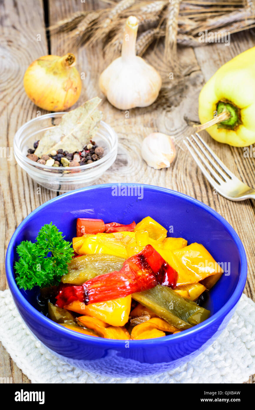 Sweet Peppers Grilled with Balsamic, Garlic Stock Photo - Alamy