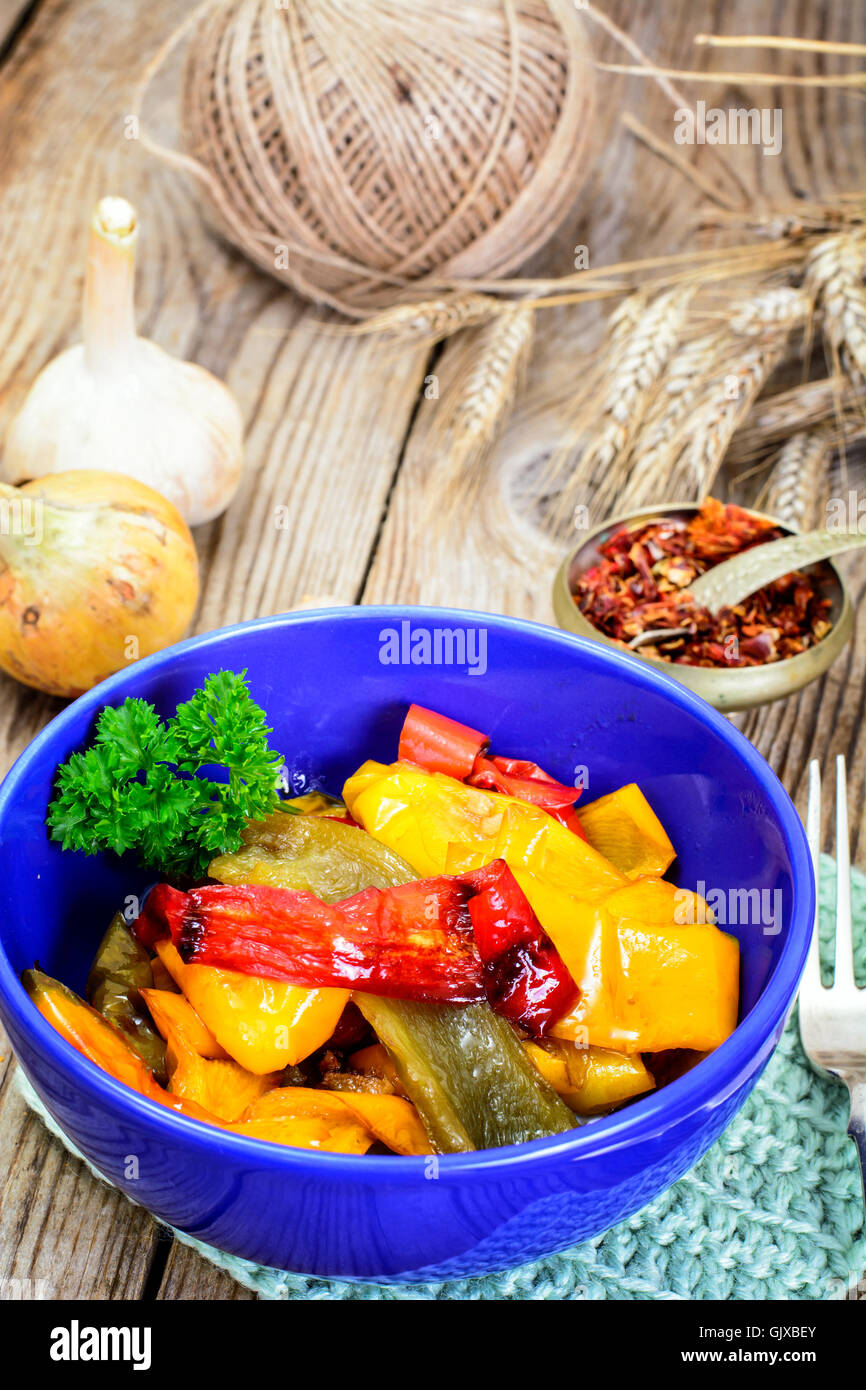 Sweet Peppers Grilled with Balsamic, Garlic Stock Photo - Alamy