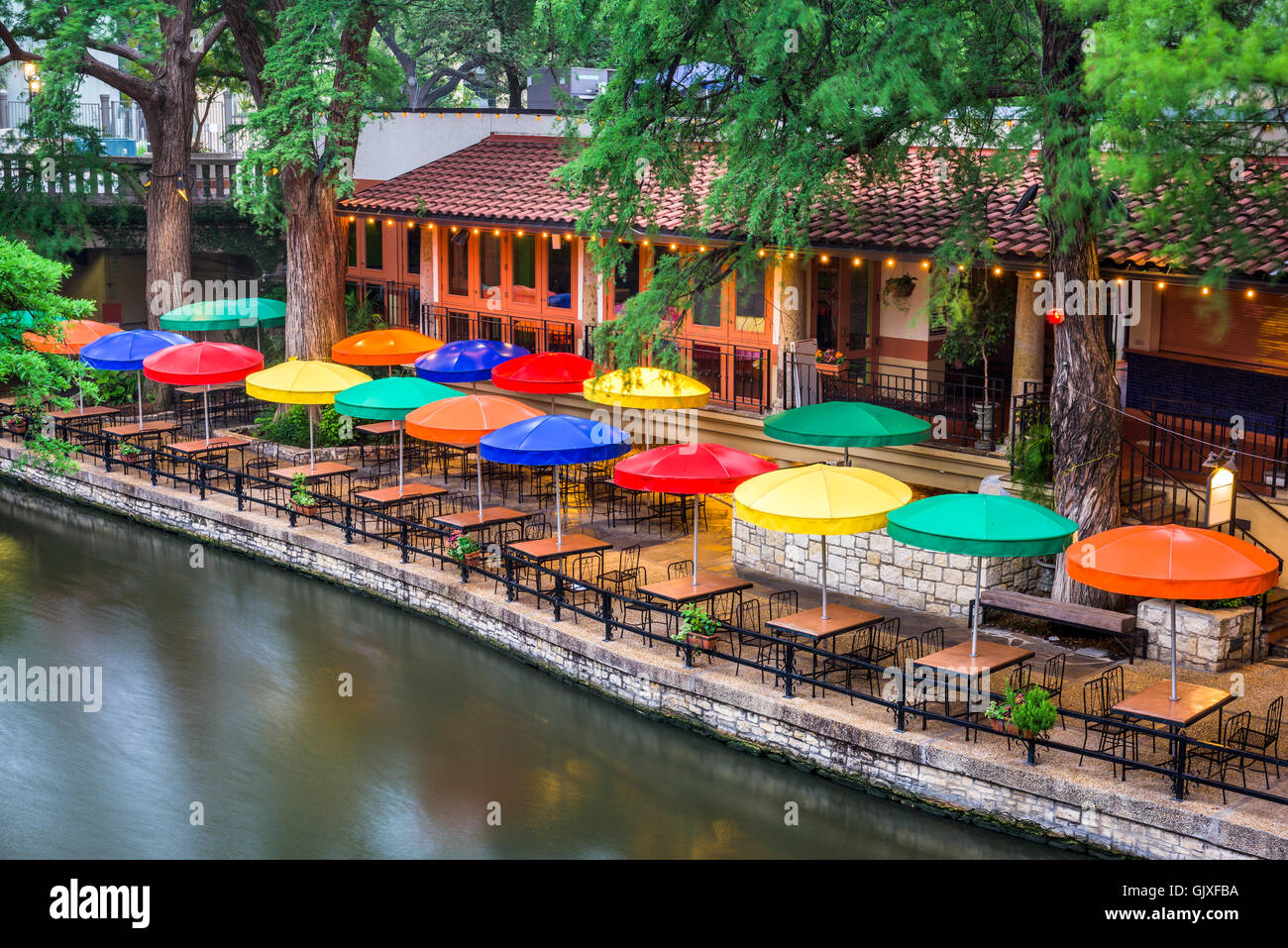 San Antonio, Texas, USA cityscape at the River Walk. Stock Photo