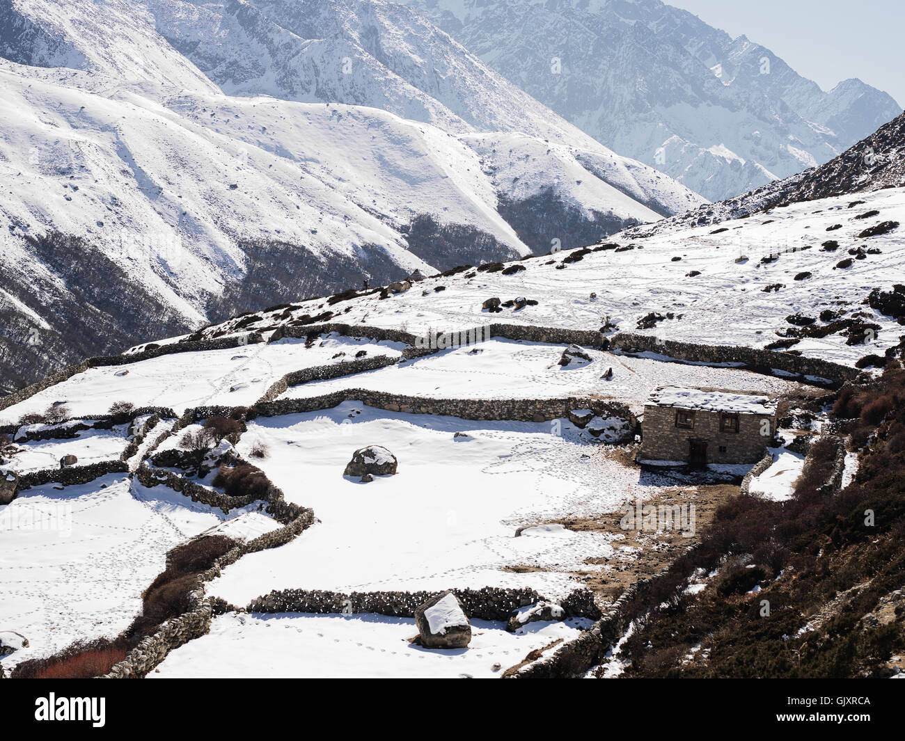 View of a village in Nepal's Everest Base Camp Stock Photo Alamy