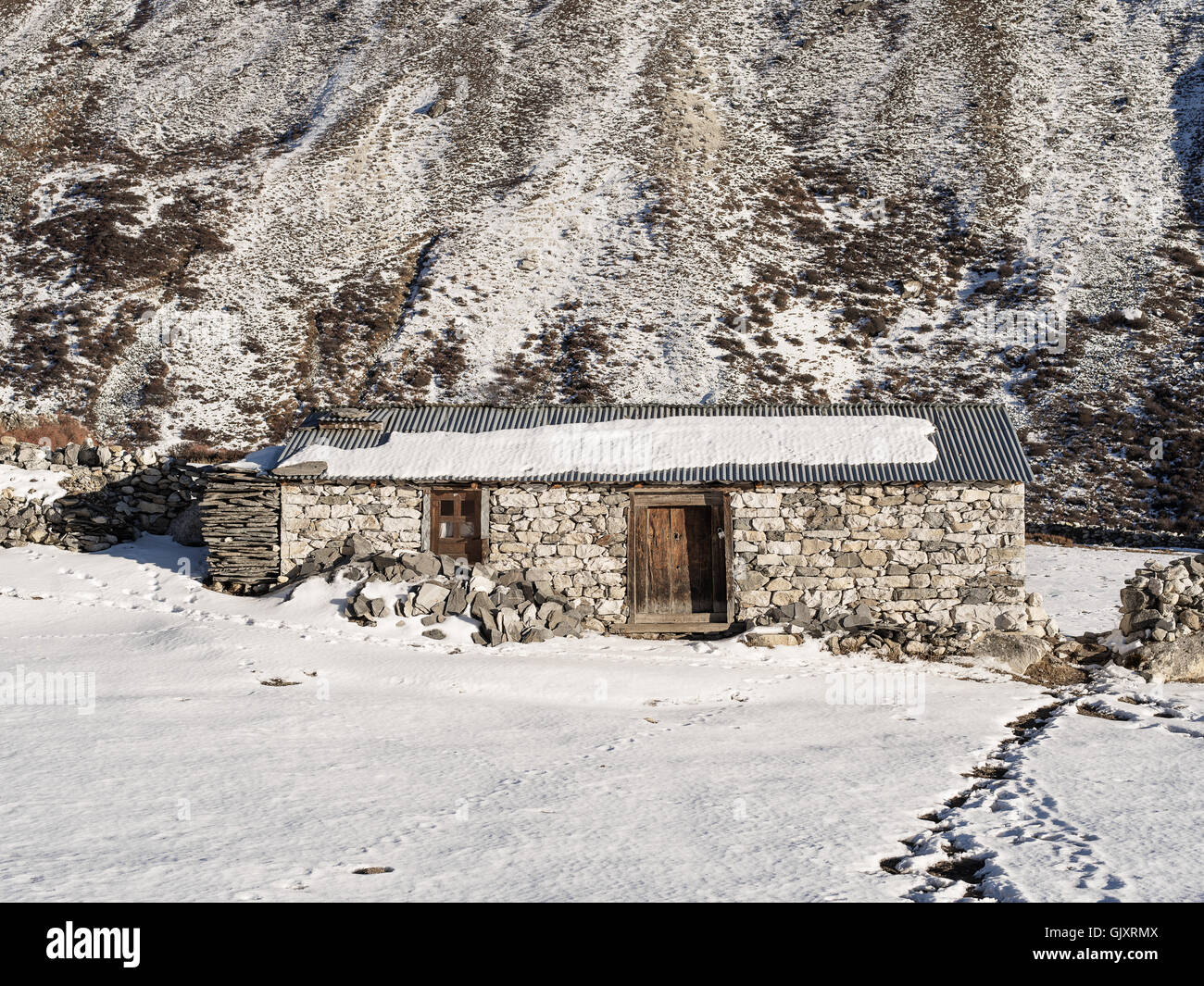 A house in Nepal's Everest Base Camp Stock Photo