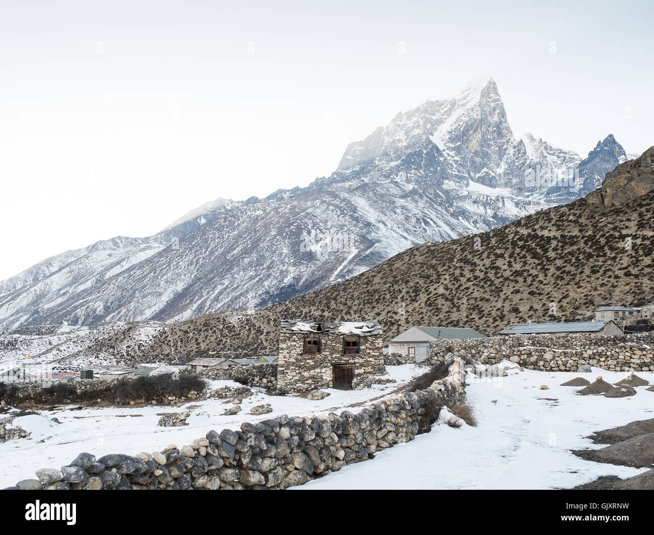 Mountain village in Everest Base Camp, Nepal Stock Photo