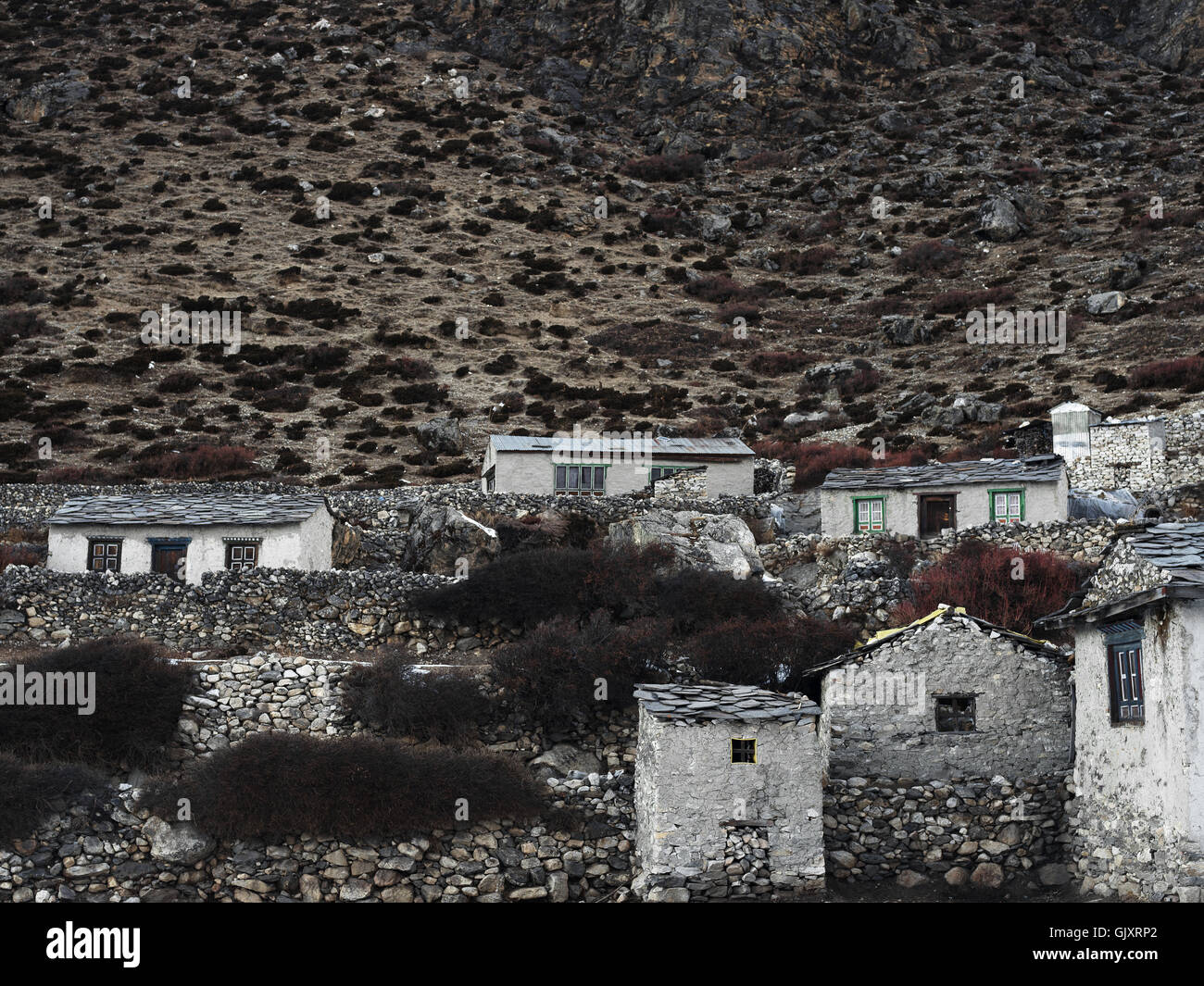A village in Everest Base Camp Stock Photo