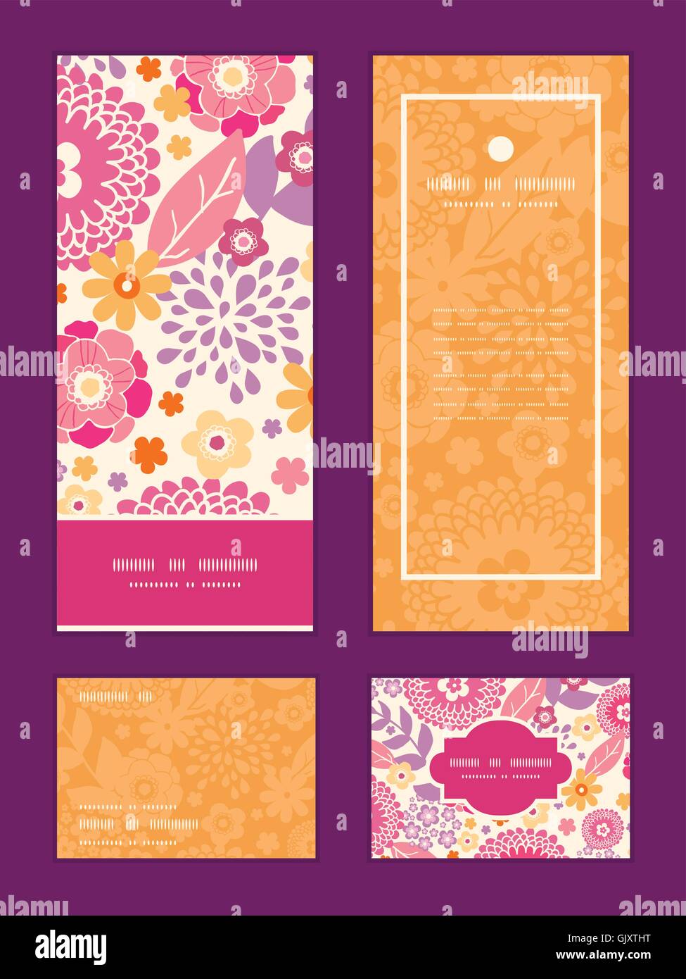 Vector warm summer plants vertical frame pattern invitation gree Stock ...
