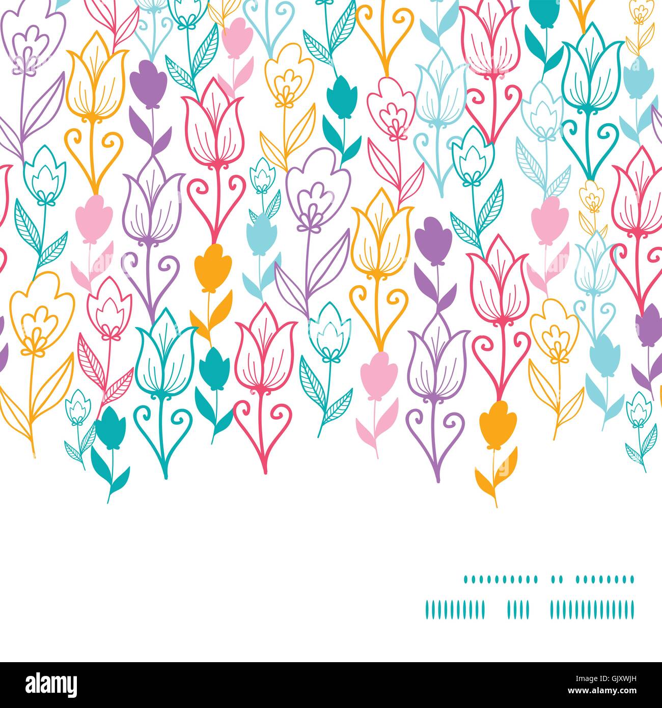 Vector Colorful Tulip Flowers Horizontal Frame Seamless Pattern Stock ...