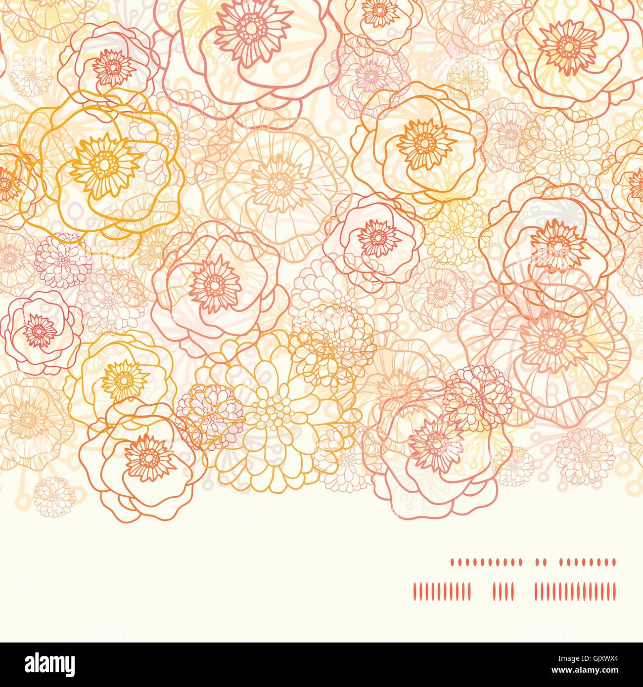 Vector warm flowers horizontal frame seamless pattern background Stock ...