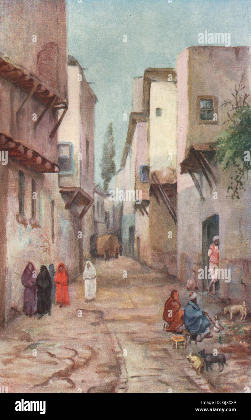 'Straight Street, Damascus' by Margaret Thomas. Syria, antique print 1908 Stock Photo