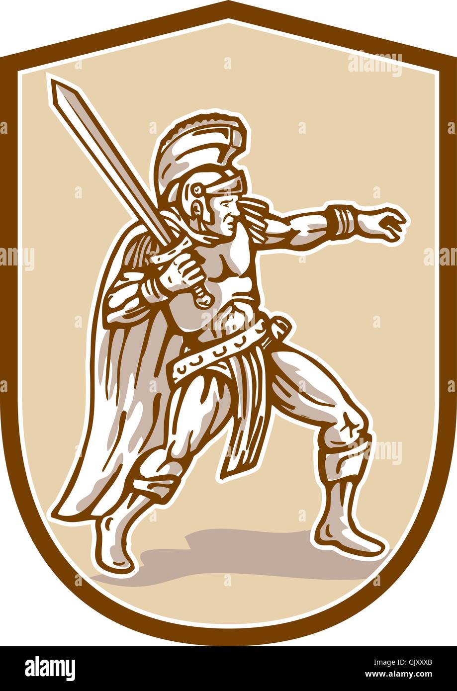 Centurion Roman Soldier Wielding Sword Cartoon Stock Vector Image & Art ...