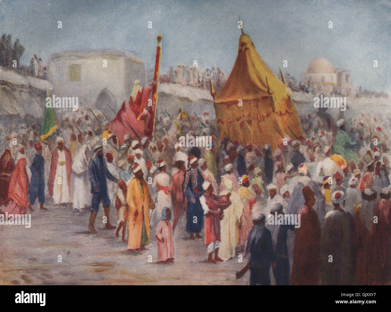 'Return of the Haj from Mecca to Damascus' by Margaret Thomas. Syria, 1908 Stock Photo